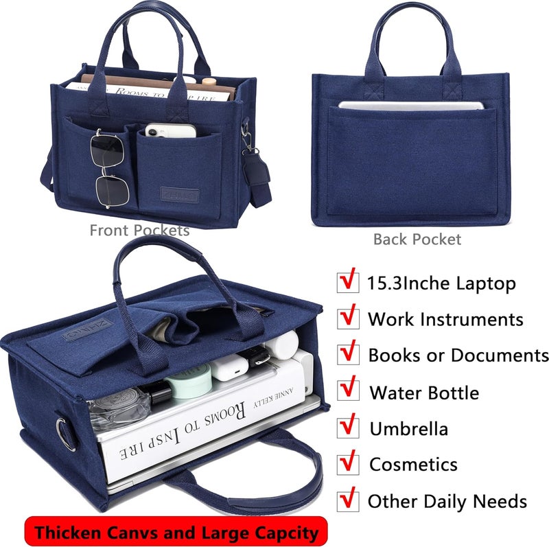 ZHMO Canvas Tote Bag for Women,Women's Bags Crossbody Bags Work Laptop Tote Bag Large Handbags Purse for Travel Nurse Teacher - Image 2